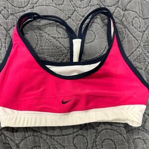 Nike Women's Vibrant Pink and Cream Sports Bra